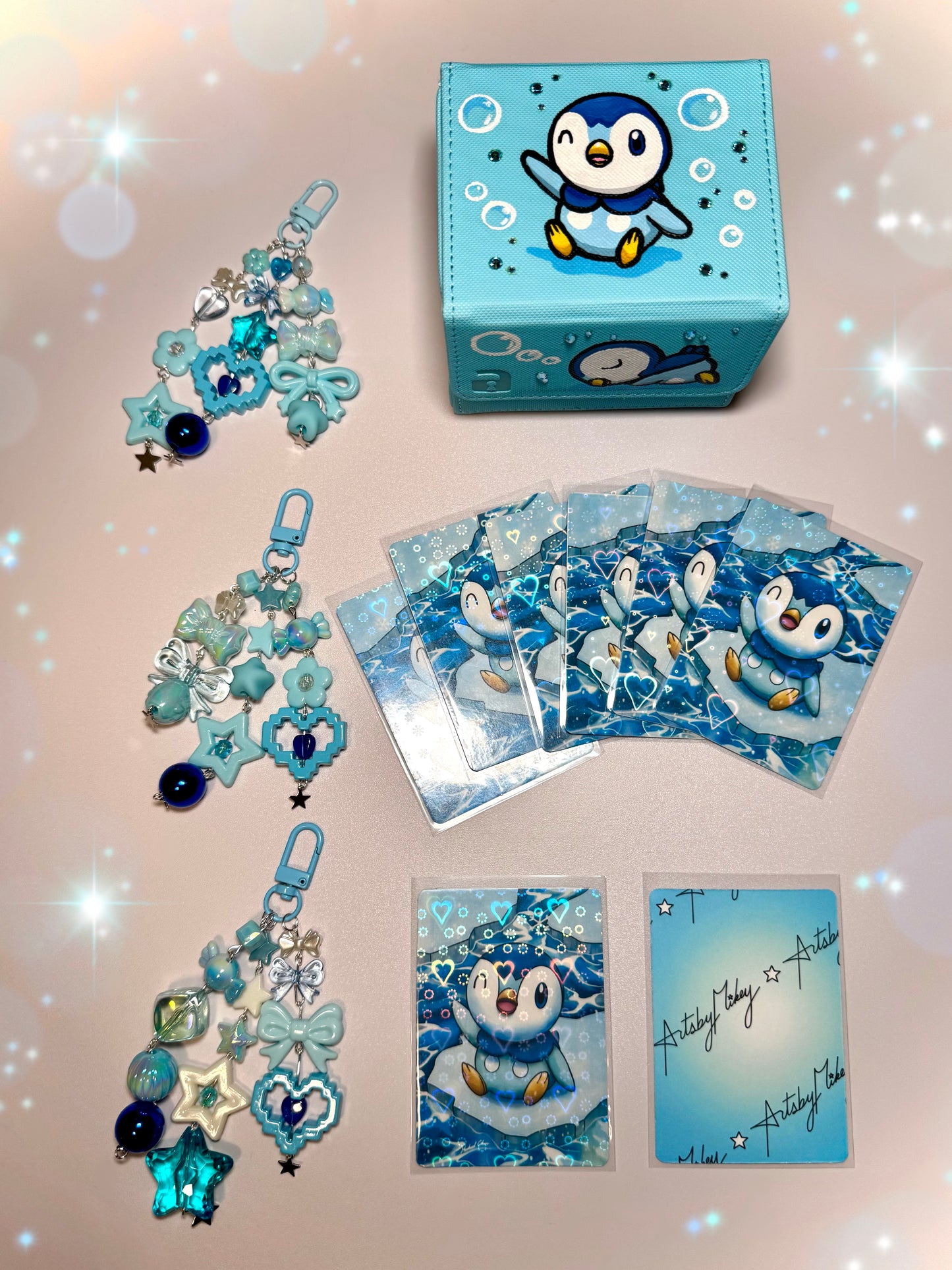 Blue Beaded Keychain