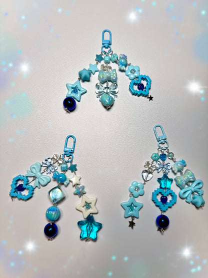 Blue Beaded Keychain