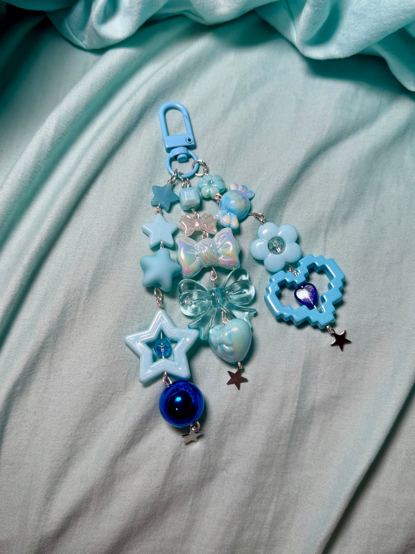 Blue Beaded Keychain