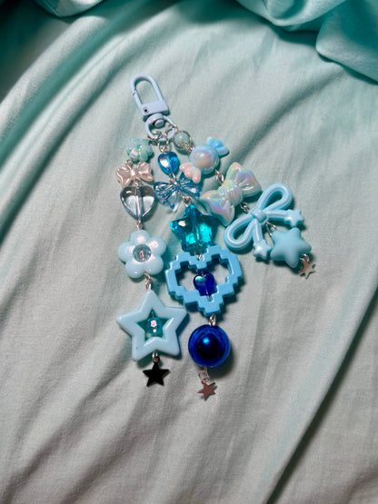 Blue Beaded Keychain