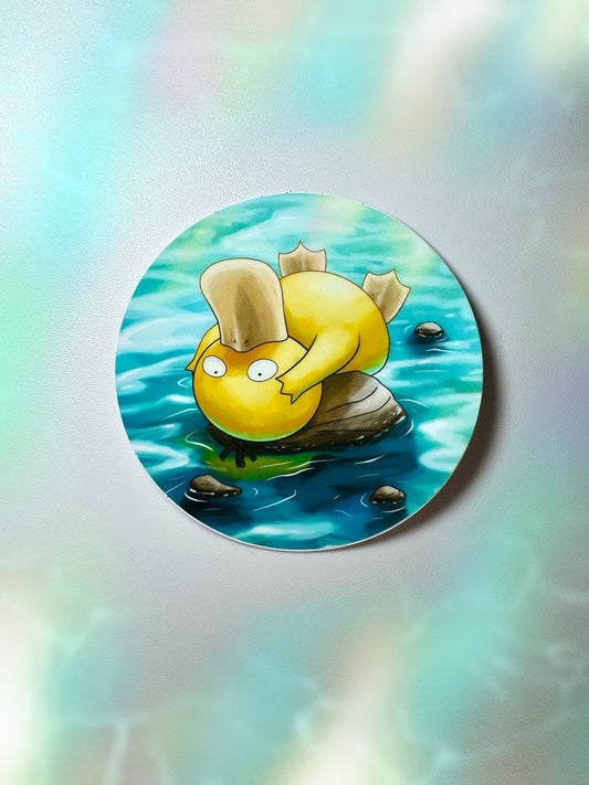 Psyduck Sticker (round 3 inch)